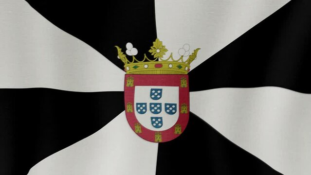 Animation of the national flag of the country of Ceuta fluttering in the wind with a fabric texture in 4K