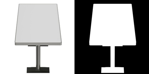 3D rendering illustration of a rectangular diner booth table