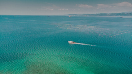 Fototapeta premium Slovenia Adriatic sea. Travel in Europe. An aerial view drone photo. Summertime