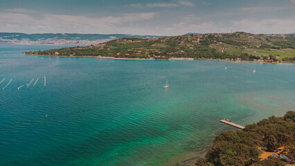 Slovenia Adriatic sea. Travel in Europe. An aerial view drone photo. Summertime