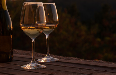 alcohol, background, bar, beverage, black, bottle, celebrate, celebration, closeup, concept, conceptual, copy space, dark, drink, elegant, glass, glasses, light, liquid, luxury, object, outline, party