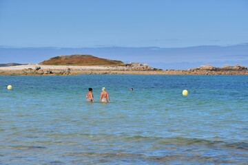 Two women at seaside in Brittany-France