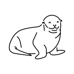 Seal color line illustration. Marine mammals.