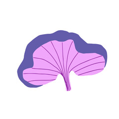 Magic mushroom decorative in cold violet and blue colors. Handdrawn vector illustration