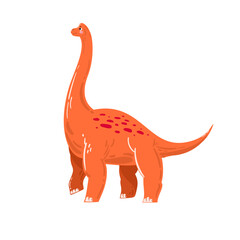 Cute dinosaur illustration. Orange diplodocus art. Vector dino illustration.