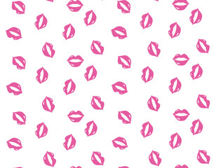pink lips, love and valentine kiss  seamless pattern, lip vector background