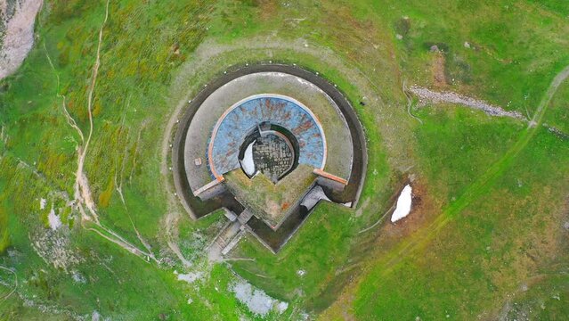 Aerial Tilt Up Shot Of Famous Fort Of Ronce On Green Hill - Val-Cenis, France