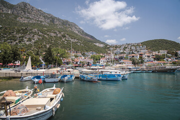 Fototapeta na wymiar Boats in the harbour at Kas, Turkey
