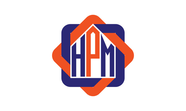 HPM three letter real estate logo with home icon logo design vector template | construction logo | housing logo | engineering logo | initial letter logo | minimalist logo | property logo |