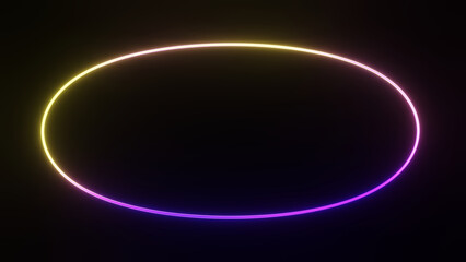 3d render of retro colored glowing frame, empty space for text
