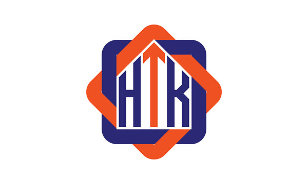 HTK three letter real estate logo with home icon logo design vector template | construction logo | housing logo | engineering logo | initial letter logo | minimalist logo | property logo |