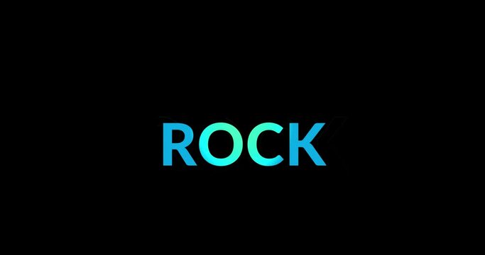 Animation of rock text on black background