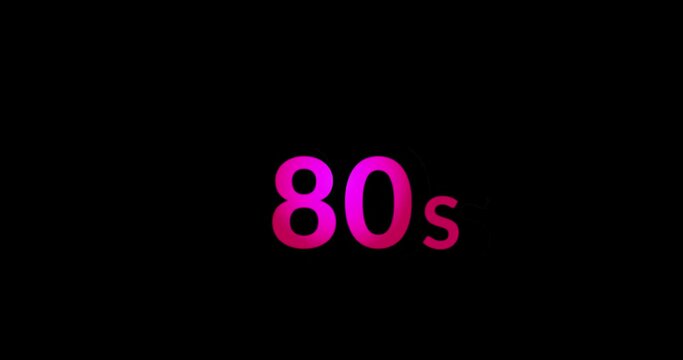 Animation of 80s text on black background