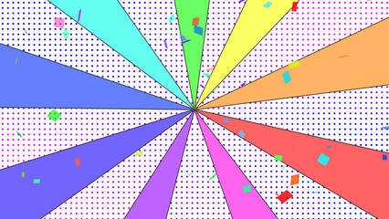 放射状の背景　紙吹雪有り