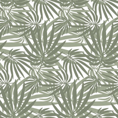 Naklejka premium Background of tropical palm leaves. Hand-drawn vector illustration of plants isolated on a white background.