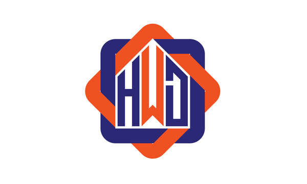 HWD three letter real estate logo with home icon logo design vector template | construction logo | housing logo | engineering logo | initial letter logo | minimalist logo | property logo |
