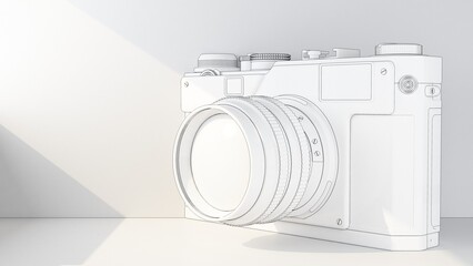 white model camera in the style of black lines
