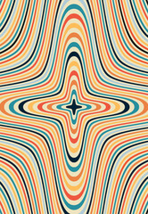 Psychedelic retro groove background in muted warm tones. vector illustration. Pattern in the style of the seventies and sixties. Hippie style design