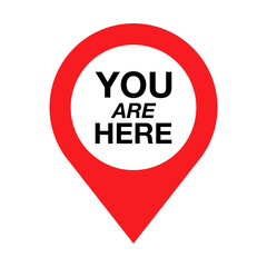 You Are Here Location logo. Marker location you are here Vector illustration. - obrazy, fototapety, plakaty