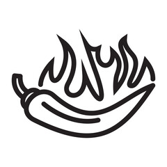 Pepper spicy and hot icon. Chilly Pepper, flame vector illustration