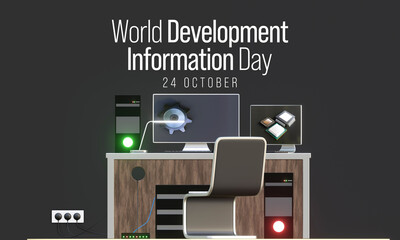 World Development Information day is observed every year on October 24, to draw the attention of the world to development problems. 3D Rendering