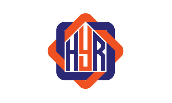 HYR three letter real estate logo with home icon logo design vector template | construction logo | housing logo | engineering logo | initial letter logo | minimalist logo | property logo |