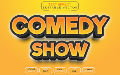 Comedy Show 3D Text Style Editable text effect EPS File