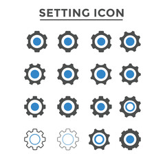 Setting icon pack for apps or web interface. Set of multi color setting, Gear, Cog colorful icon vector. Sign flat style setting or gear for ui, social media, website