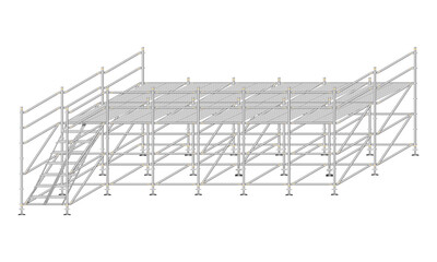scaffolding, white background, used in construction areas.