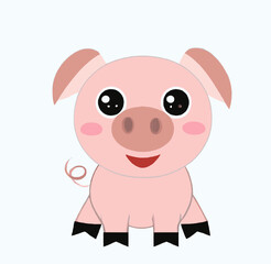 Digital art illustration of a cute pig for children