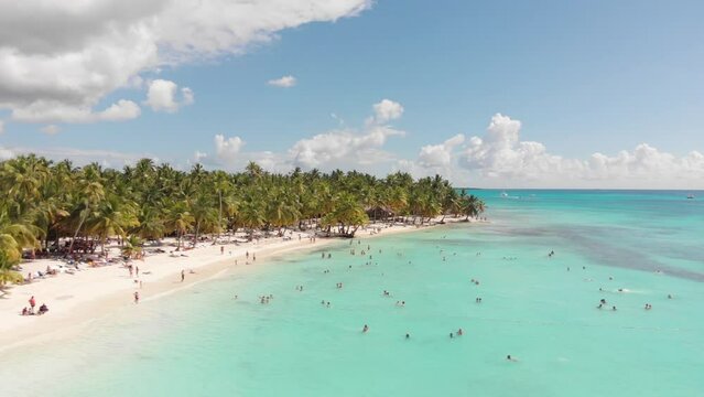 Drone shot of paradise beach on Dominicana