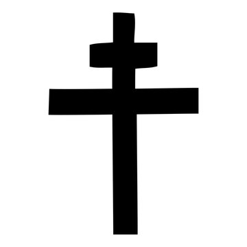 Christian cross vector symbol flat and contour style