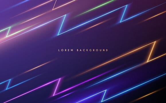 Abstract neon lightnings background with glow effect