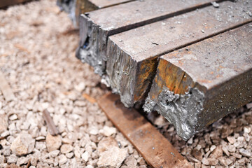 steel or iron bars cut in heavy industry