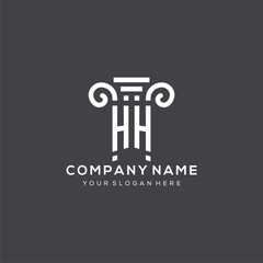 Monogram HH logo for law firm with pillar icon in modern and creative geometric style