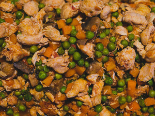 delicious chicken dinner at hotel buffet