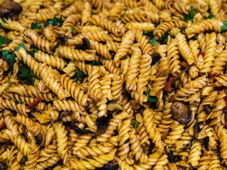 delicious pasta at hotel buffet