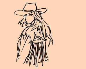Fototapeta na wymiar hand drawn vector illustration of a cowboy vector for card decoration illustration