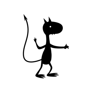 Black devil character. Black devil isolated on white background. Vector illustration