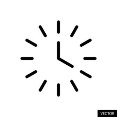 Clock vector icon in line style design for website design, app, UI, isolated on white background. Editable stroke. Vector illustration.