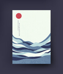 Abstract landscape in Japanese style. Vector.