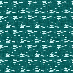 Coastal living aegean teal green broken dyed washed mottled speckle seamless pattern. Rustic marine beach house style home decor textile background. Faded blur irregular shape linen cloth fabric.
