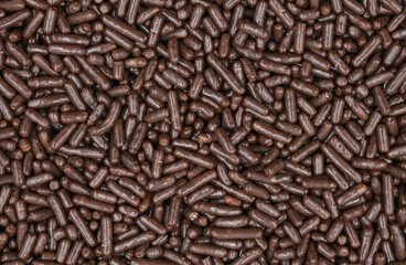 top view close-up texture. chocolate sprinkles are a small