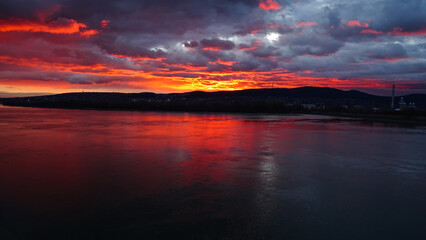 sunset over the river