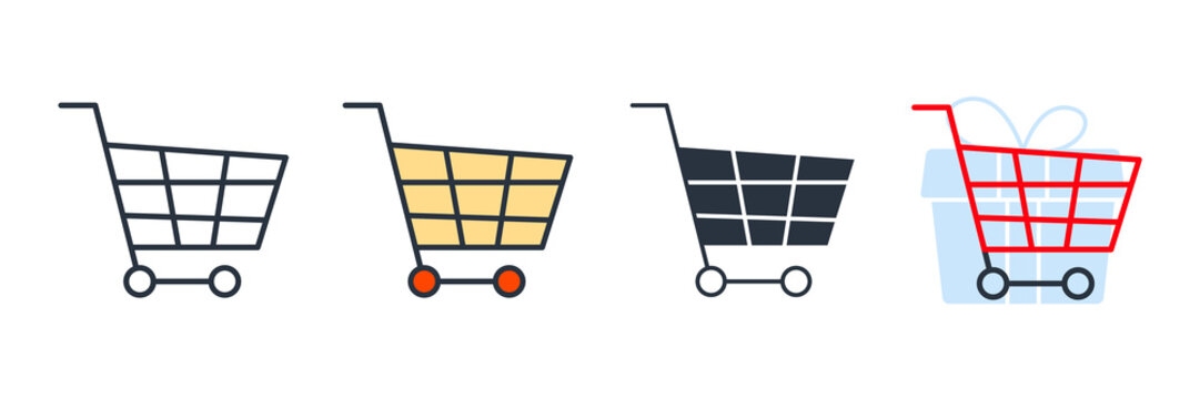 Trolley Cart icon logo vector illustration. shopping cart symbol template for graphic and web design collection