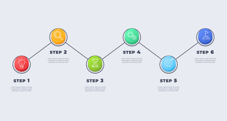Timeline with execution points. Workflow infographics. Vector illustration