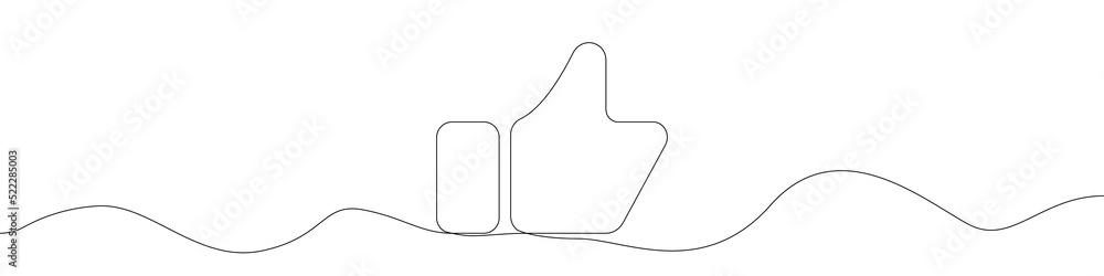 Wall mural thumbs up icon line continuous drawing vector. one line like icon vector background. thumbs up icon.