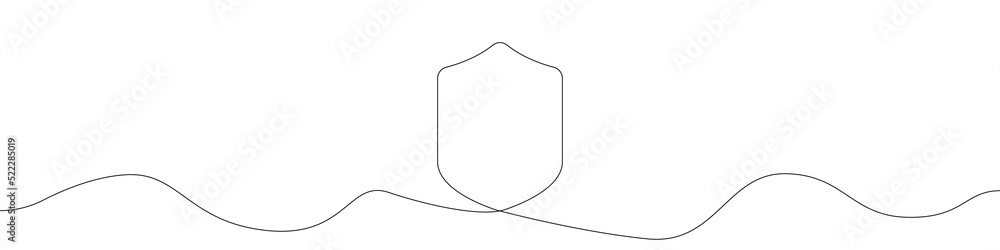 Poster shield icon line continuous drawing vector. one line shield icon vector background. shield icon. con