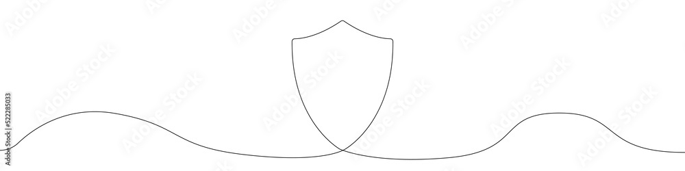 Poster shield icon line continuous drawing vector. one line shield icon vector background. shield icon. con