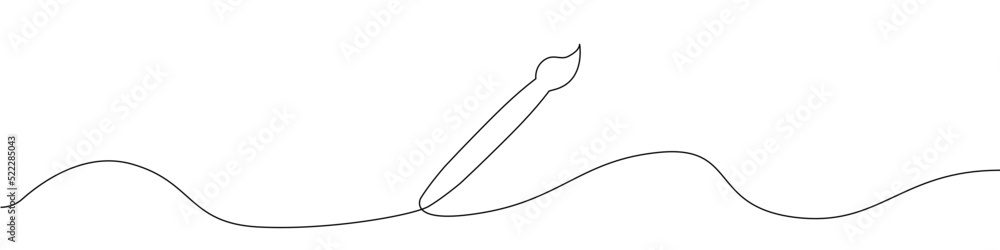Poster brush icon line continuous drawing vector. one line brush icon vector background. brush icon. contin